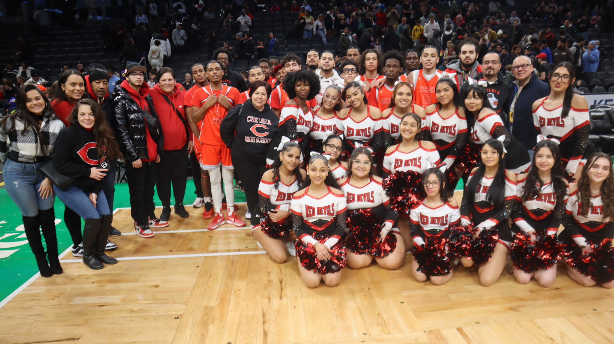 CHS basketball, cheerleaders and community members pictured at the TD Garden